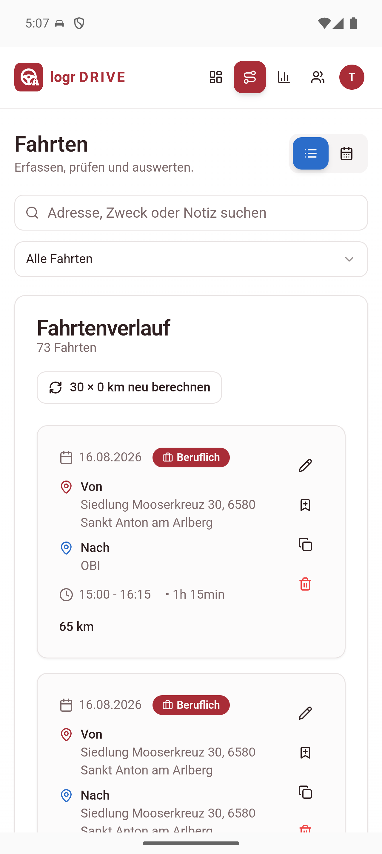 Logr Drive erkennt einen gelernten Ort statt roher Adresse