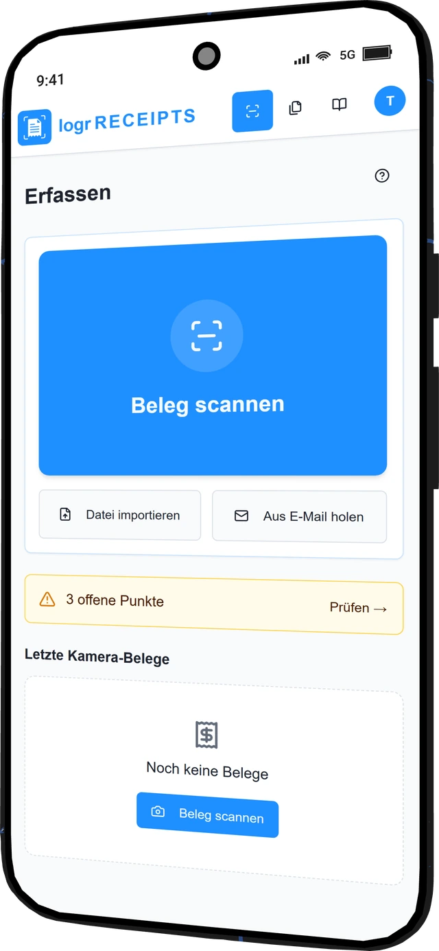 Logr Receipts – Beleg fotografieren — Felder erkennt die App selbst