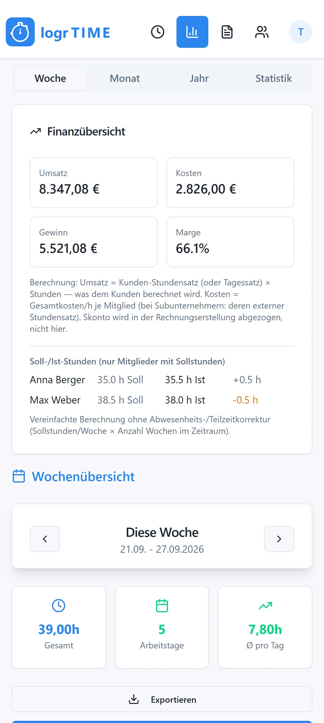 Logr Time – Zeiterfassung